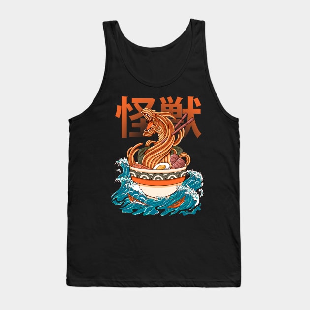 Kaiju Ramen Dragon Tank Top by Illustrasikuu